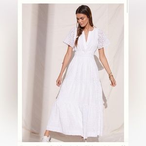 Anthropologie Maeve Somerset White Eyelet Maxi Dress